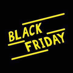 black friday lettering frame, banner, poster. hand drawn vector yellow, black. shopping, discounts