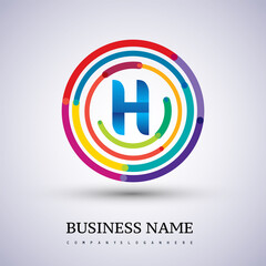 Letter H vector logo symbol in the colorful circle thin line. Design for your business or company identity.