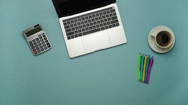 online office and online class concept. flat lay stop motion.
