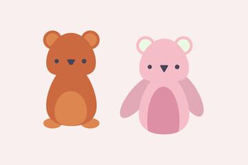 Obraz na płótnie Canvas cartoon teddy bear toys vector illustration pink and brown