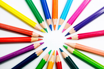 Fototapeta premium colored pencils in circle