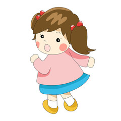 制服を着て振り向く女の子の園児