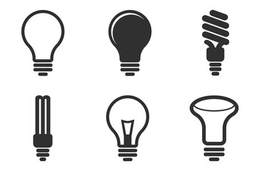 Light bulb icons set in dark color isolated on white background. lighting and light.