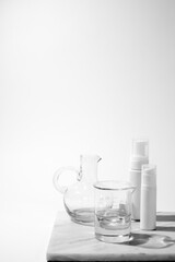 cosmetic and skin care package on white background with shadow. modern and minimal beauty product design.
