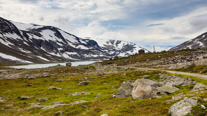 Fototapeta premium Mountains view from Gamle Strynefjellsvegen Norway