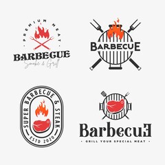 vintage barbecue logo, icon and illustration