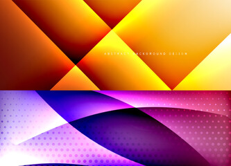 Set of trendy geometric patterns. Abstract backgrounds for covers, banners, flyers and posters and other templates