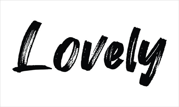  Lovely Typography Hand drawn Brush Black text lettering words and phrase isolated on the White background