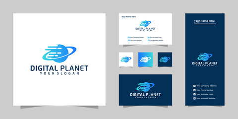 Digital Planet Logo Designs Concept Pixel and business card inspiration