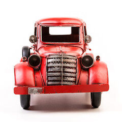 Red pickup truck. Old vintage metal pickup truck. Retro car on white isolated background.  © artiom.photo