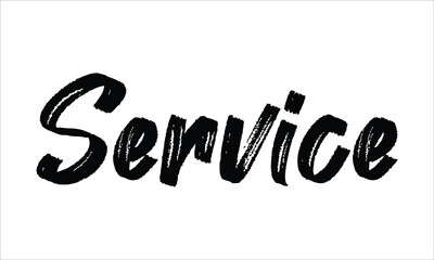 Service Hand drawn Brush Black text lettering words and phrase isolated on the White background
