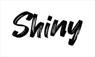 Shiny Typography Hand drawn Brush Black text lettering words and phrase isolated on the White background