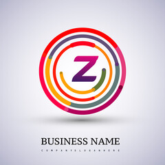 Letter Z vector logo symbol in the colorful circle thin line. Design for your business or company identity.
