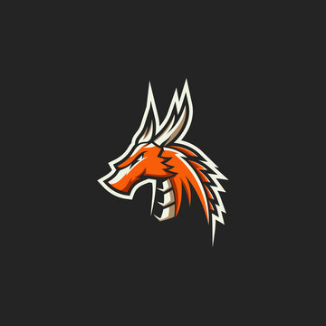 Dragon Head Illustration Mascot Logo Design Vector Template
