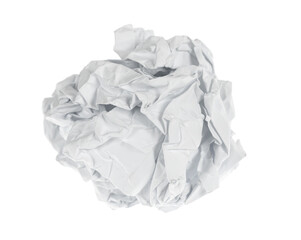 Crumpled paper boll isolated on white background clipping path. Screwed up piece of paper