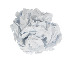 Crumpled paper boll isolated on white background clipping path. Screwed up piece of paper