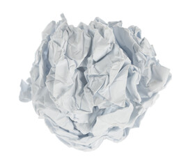 Crumpled paper boll isolated on white background clipping path. Screwed up piece of paper