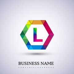 L letter colorful logo in the hexagonal. Vector design template elements for your application or company identity.entity.