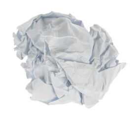 Crumpled paper boll isolated on white background clipping path. Screwed up piece of paper