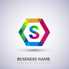 S letter colorful logo in the hexagonal. Vector design template elements for your application or company identity.entity.
