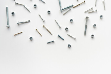 bolts with nuts on a white background, bolts and nuts