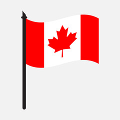 Fototapeta na wymiar Canada waving flag on flagpole. icon vector illustration.