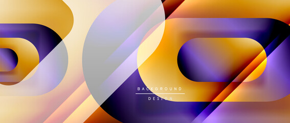 Vector geometric abstract background with lines and modern forms. Fluid gradient with abstract round shapes and shadow and light effects