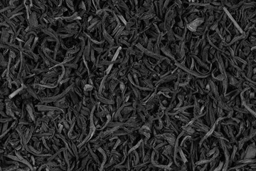 Dried tea leaves background texture. close-up