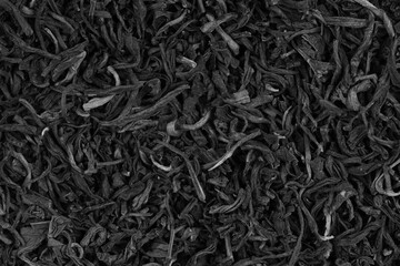 Dried tea leaves background texture. close-up