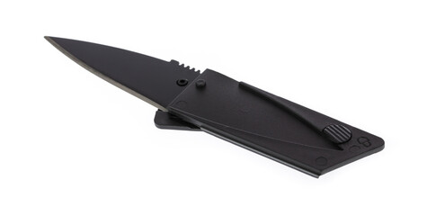 Folding Knife for wallet isolated on a white background.