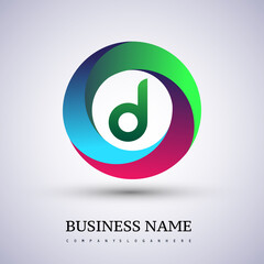 Letter D logo with colorful splash background, letter combination logo design for creative industry, web, business and company.