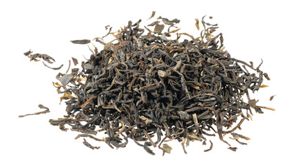 Dried tea leaves isolated on white background texture