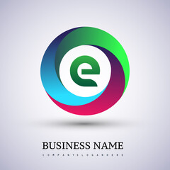 Letter E logo with colorful splash background, letter combination logo design for creative industry, web, business and company.