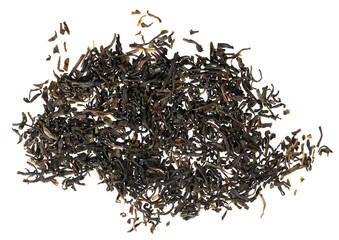 Dried tea leaves isolated on white background texture