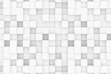 Random shifted white cubes geometrical pattern background with soft shadows, minimal background template