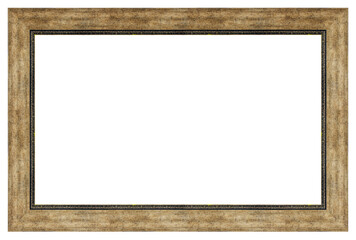 Old vintage golden frame isolated on a white background
