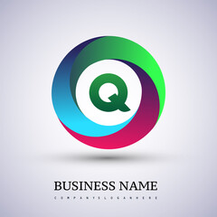Obraz premium Letter Q logo with colorful splash background, letter combination logo design for creative industry, web, business and company.