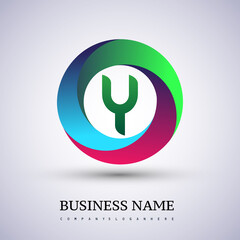 Letter Y logo with colorful splash background, letter combination logo design for creative industry, web, business and company.