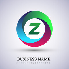Letter Z logo with colorful splash background, letter combination logo design for creative industry, web, business and company.