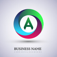 Letter A logo with colorful splash background, letter combination logo design for creative industry, web, business and company.