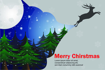 Fototapeta na wymiar vector christmas card with deer