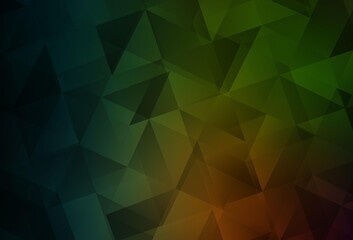 Dark Green, Red vector polygon abstract background.