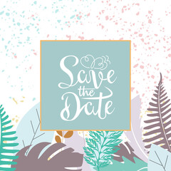 Template with an invitation frame. The slogan, phrase, and title 