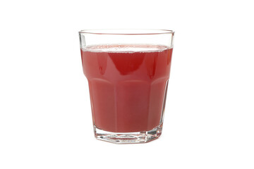 Glass of strawberry juice isolated on white background