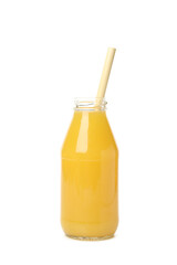 Bottle of orange juice isolated on white background