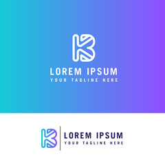 Initial Letter K and B Logo. Flat Line Vector Branding Logo Design Template Element.