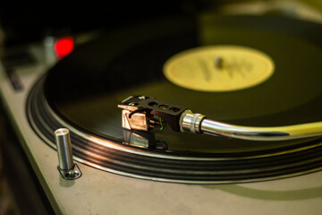 closeup of a turntable