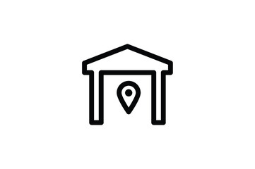 Logistic Outline Icon - Warehouse Location