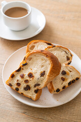 raisin bread with coffee cup