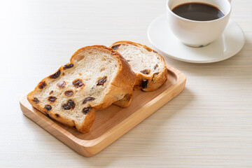 raisin bread with coffee cup